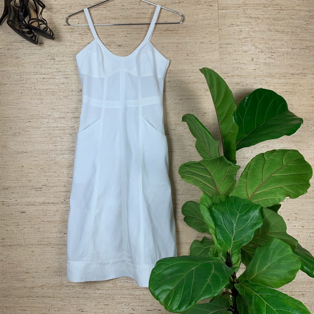Theory White Linen Blend Sundress w/Pockets